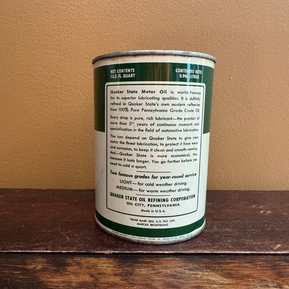 Vintage Quaker State Motor Oil Can Collectible Advertising Display Decor - Picture 9 of 10
